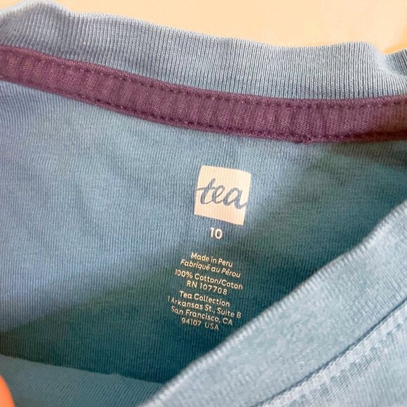 Tea Collection Blue Pufferfish Tee, Size 10 - Picture 4 of 5